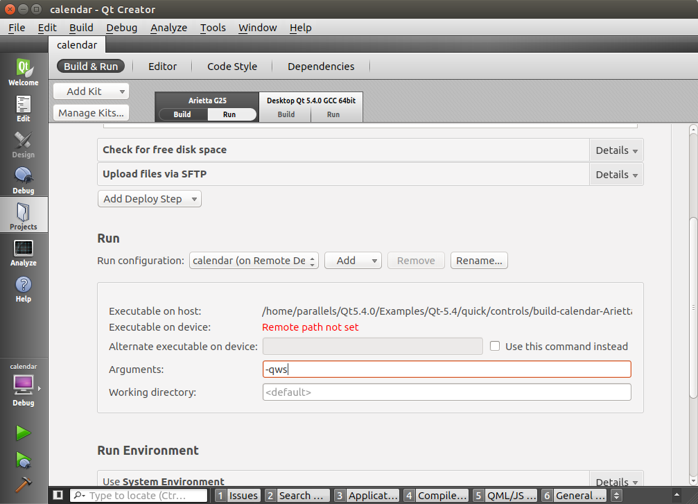 Qt Creator Deployment settings