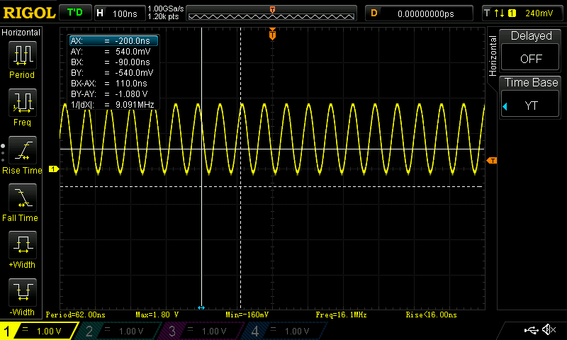 16 MHz crystal signal
